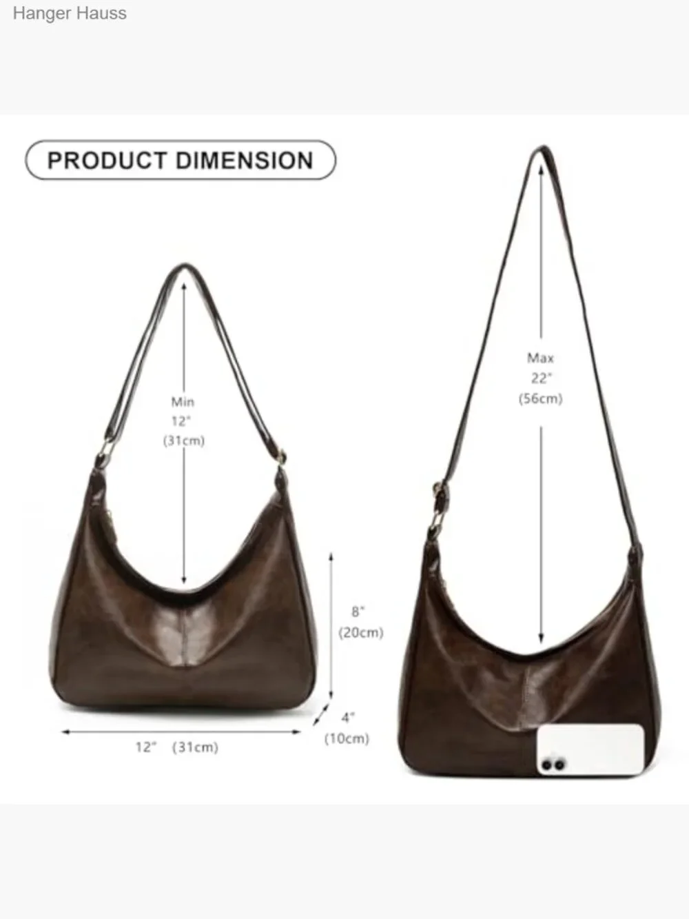 Slouchy Vegan Leather Shoulder Bag, Trendy Crossbody Hobo Tote